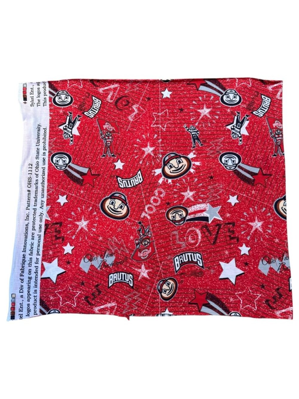 Ohio State University‎ Buckeyes Brutus Fabric Panel 3/4 Yard Red Knit 27”x60”